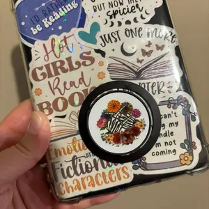 Floral Skeleton Middle Finger Hands Design Kindle Pop Socket - Kindle Accessory for Smartphone & Cellphone Use