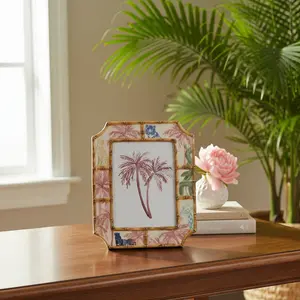 Hand-Painted Stoneware Tropical Picture Frame 5"x7"