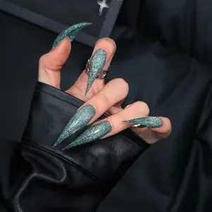 Handmade High-Density Glitter Dragon Claw Nails, Long Glossy Finish, Single Item, European and American Style, Cat Claws