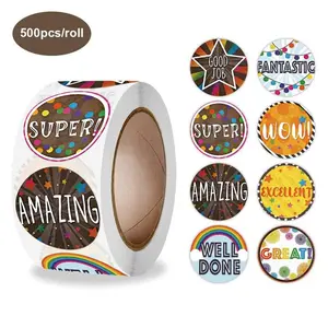 500pcs/roll Cheer Encouragement Label Sticker, Round Gift Wrapping Decor Label, Envelope Sealing Sticker, Teacher Teaching Encouragement Sticker