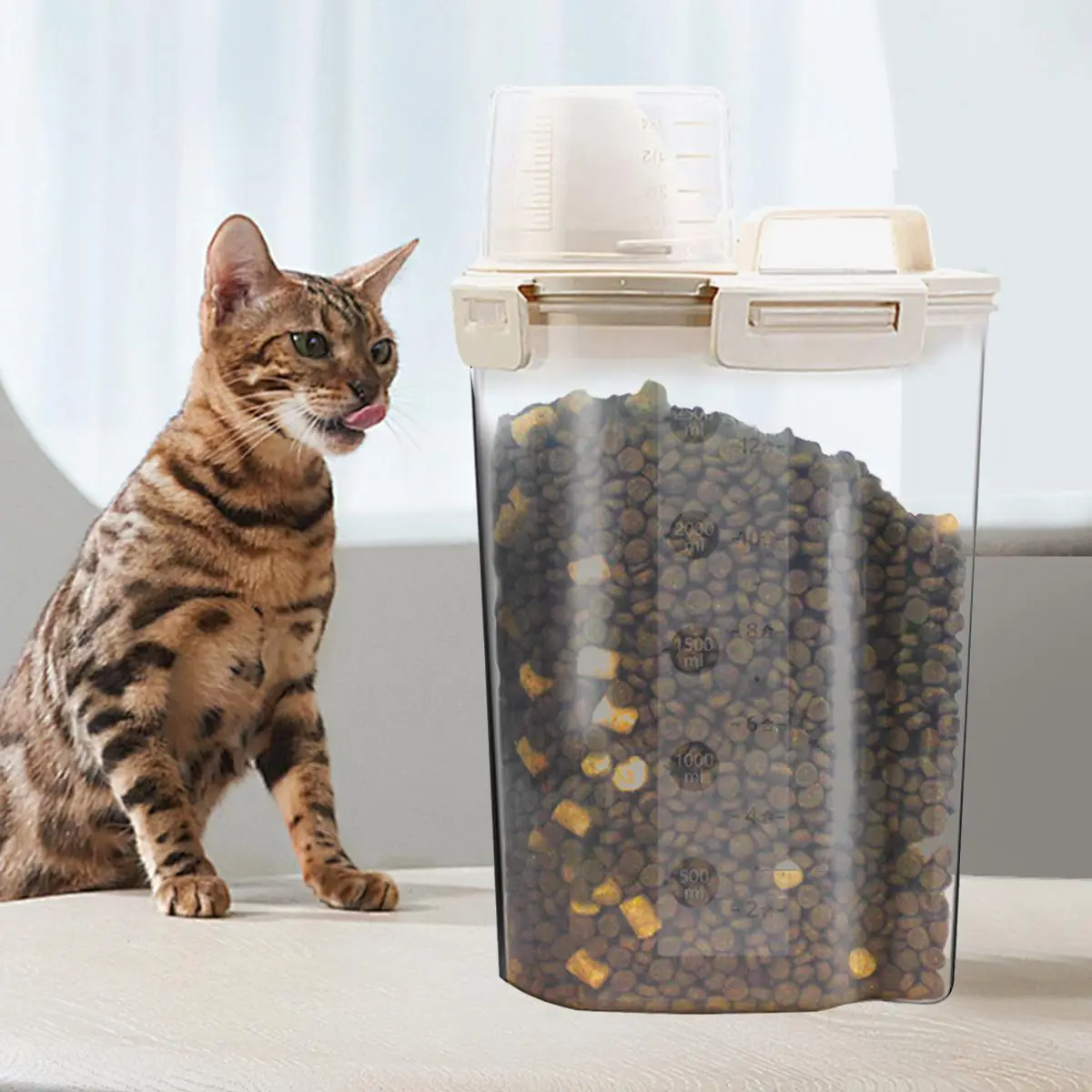 Clear Pet Food Storage Seal Box, Leakproof Pet Food Storage Container, Food Storage Organizer for Cats and Dogs