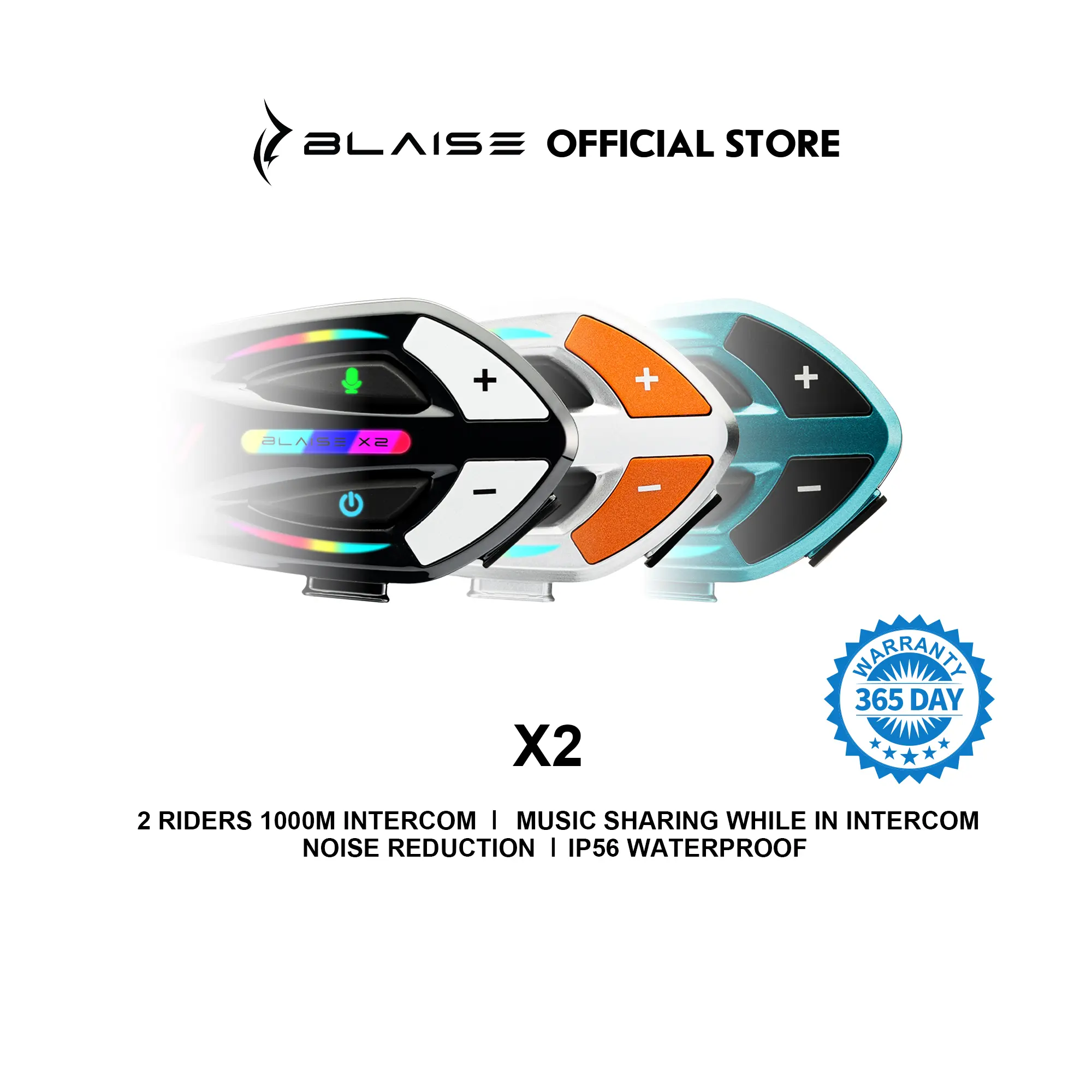 Blaise X2 Motorcycle Bluetooth Headset, 1000M Two-way