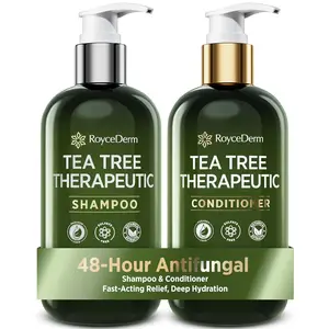 Roycederm Tea Tree Therapeutic Shampoo & Conditioner - 48-Hour Antifungal Formula with Tea Tree Oil, Peppermint & Rosemary - Paraben & Sulfate Free for Dry Scalp, Dandruff & Itchy Scalp Relief
