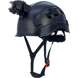 Lightweight Safety Hard Hat with Adjustable Vents & Built-in Headlight, Industrial Breathable Helmet with 6-Point Suspension for Construction, Warehouse, and Outdoor Work