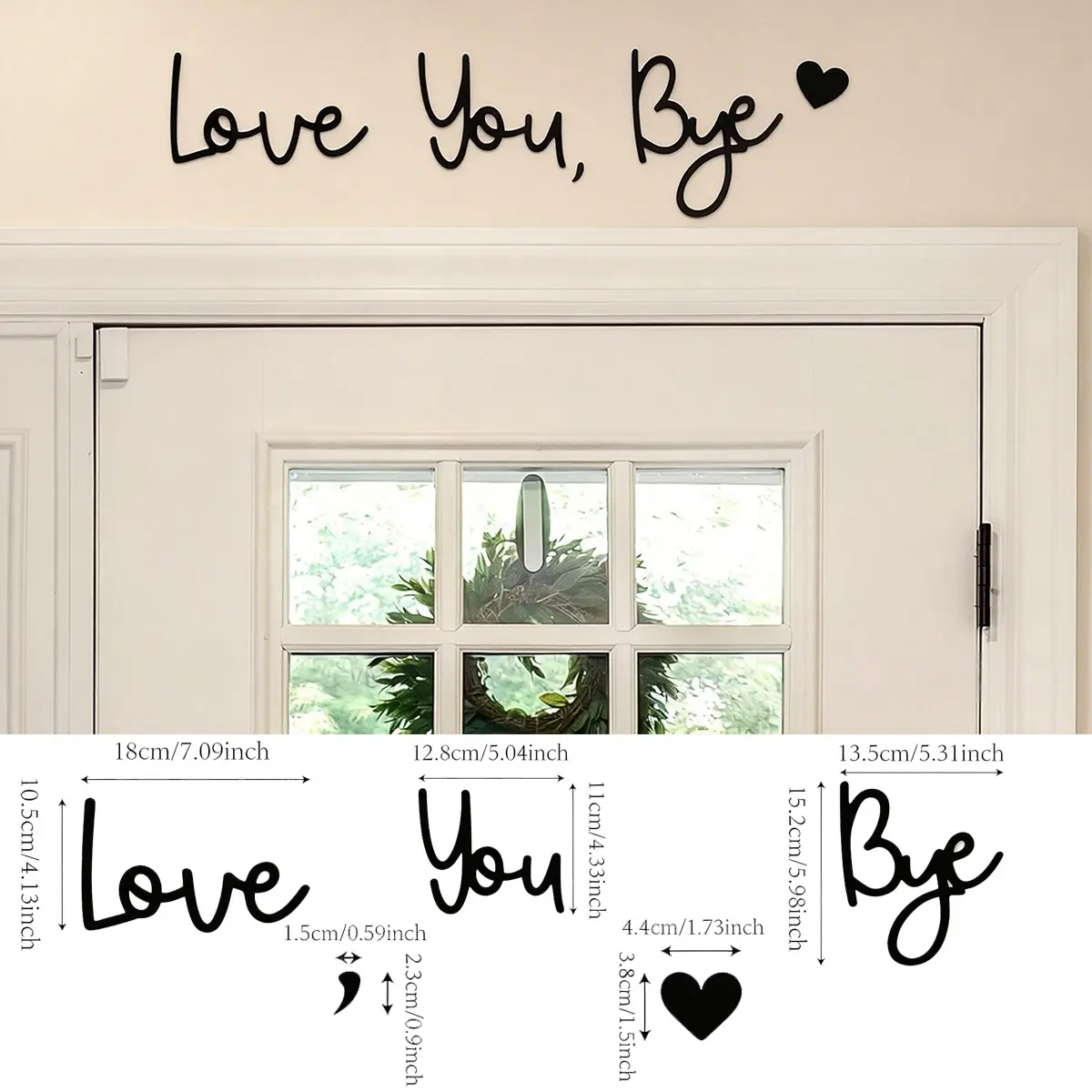 "Love You Bye" Wooden Plaque - Home Decor Sign, Cute Aesthetic Room Accent, House Entryway Topper, Living Room Decoration Gift for Office Spaces, Signs, Room Decor