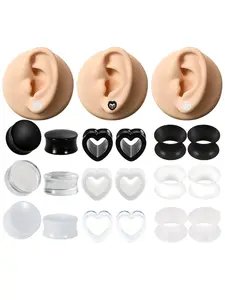 18pcs Heart Shape Acrylic Ear Tunnels Plugs Set Mix Color Stretcher Expander Piercing Tunnels Gauge 10-20mm