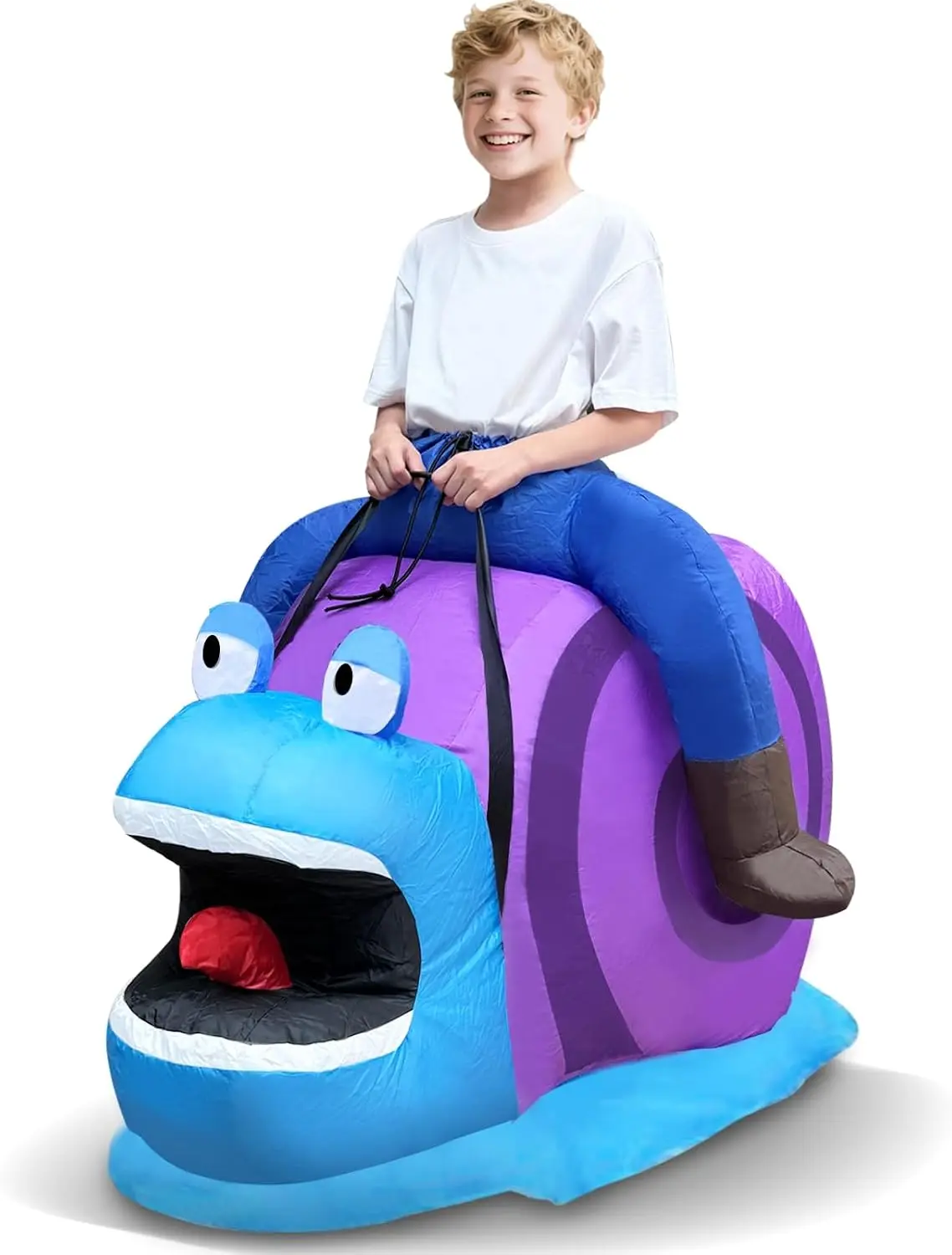 Halloween Inflatable Ride On Snail Costume for Kids Cosplay Party | One Size Fits Most Children, Dual Power Mode(USB/AA), Waterproof Polyester, Quick Inflate & Compact Storage