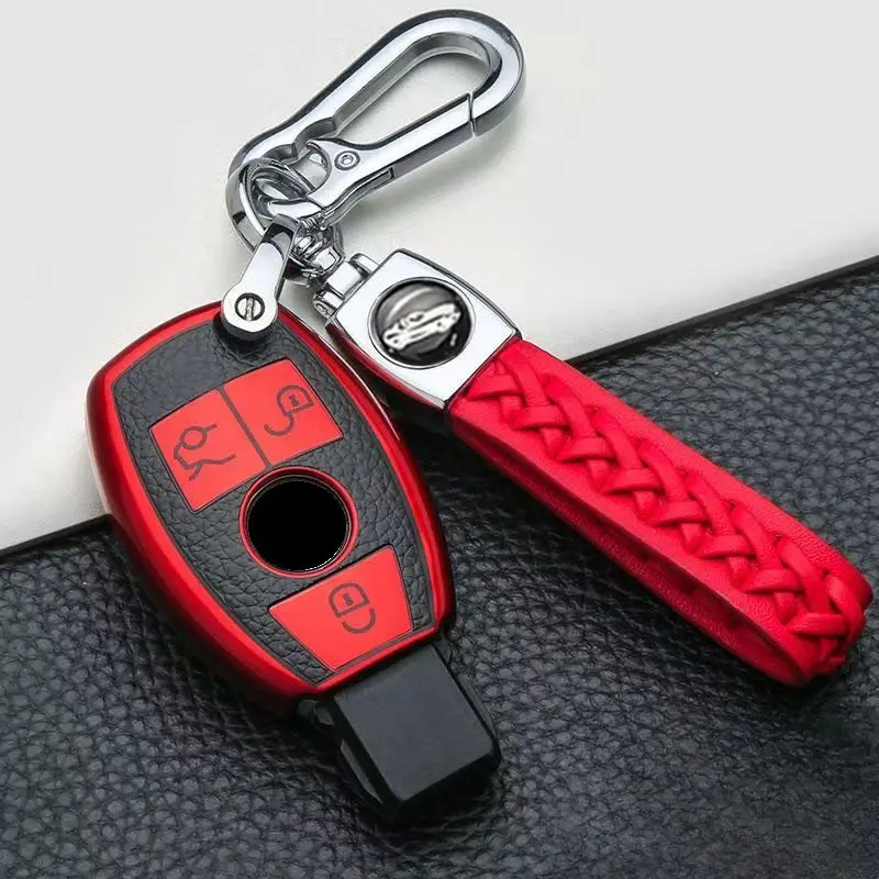 Plating TPU Car Key Case Shell Cover Fob for Mercedes-Benz CLA GLA GLC GLK W176 W463 W251 A B C E S-Class W204 W211, Durable Protective Accessory, Key Fob Protector, Car Key Accessories