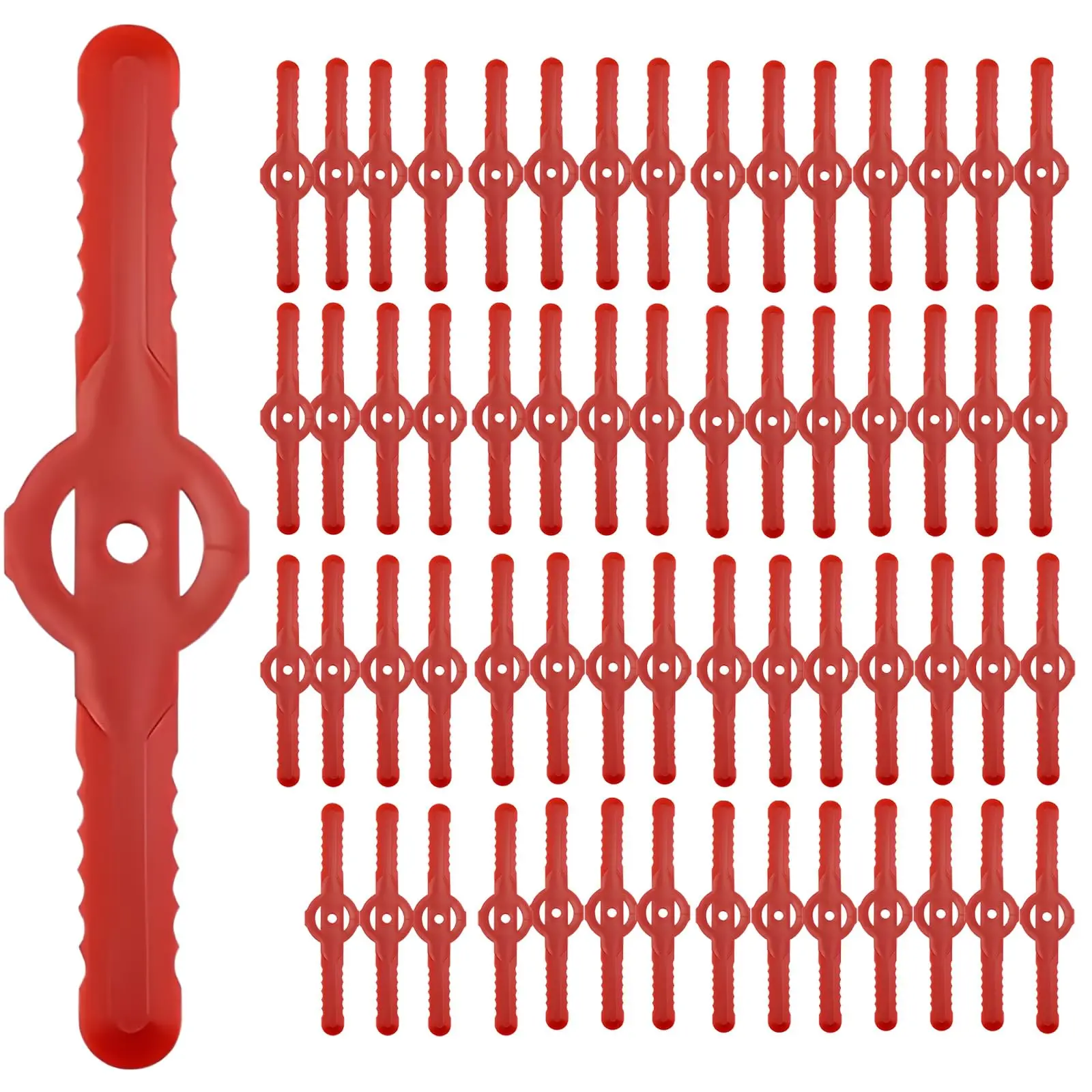 60Pcs String Trimmer Head Blades Replace, Weed Eater Wacker Blades Plastic Replacement, Universal Trimmer Head, Cutter Accessories for Cordless Grass Trimmer Lawn Mowers (Red)