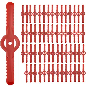 60Pcs String Trimmer Head Blades Replace, Weed Eater Wacker Blades Plastic Replacement, Universal Trimmer Head, Cutter Accessories for Cordless Grass Trimmer Lawn Mowers (Red)