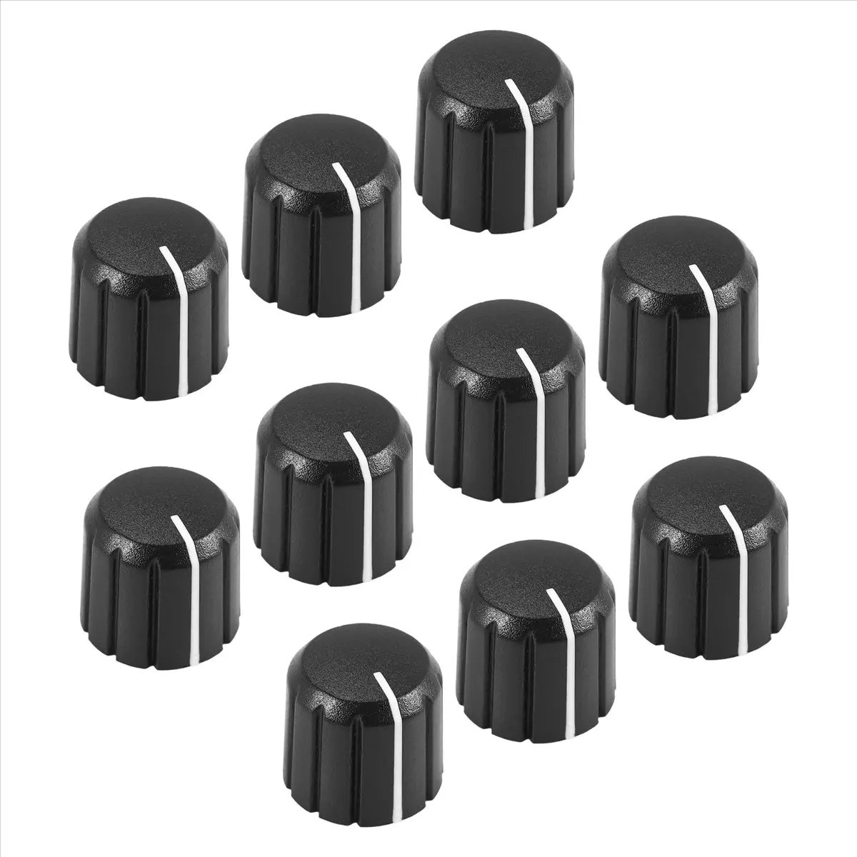 10Pcs D-Type 6mm (0.24-Inch) Potentiometer Control Knobs - 360° Rotation Black + White Knobs for Electric Guitar, Easily Control Volume & Tone Adjustment, Encoder Code Switch Use