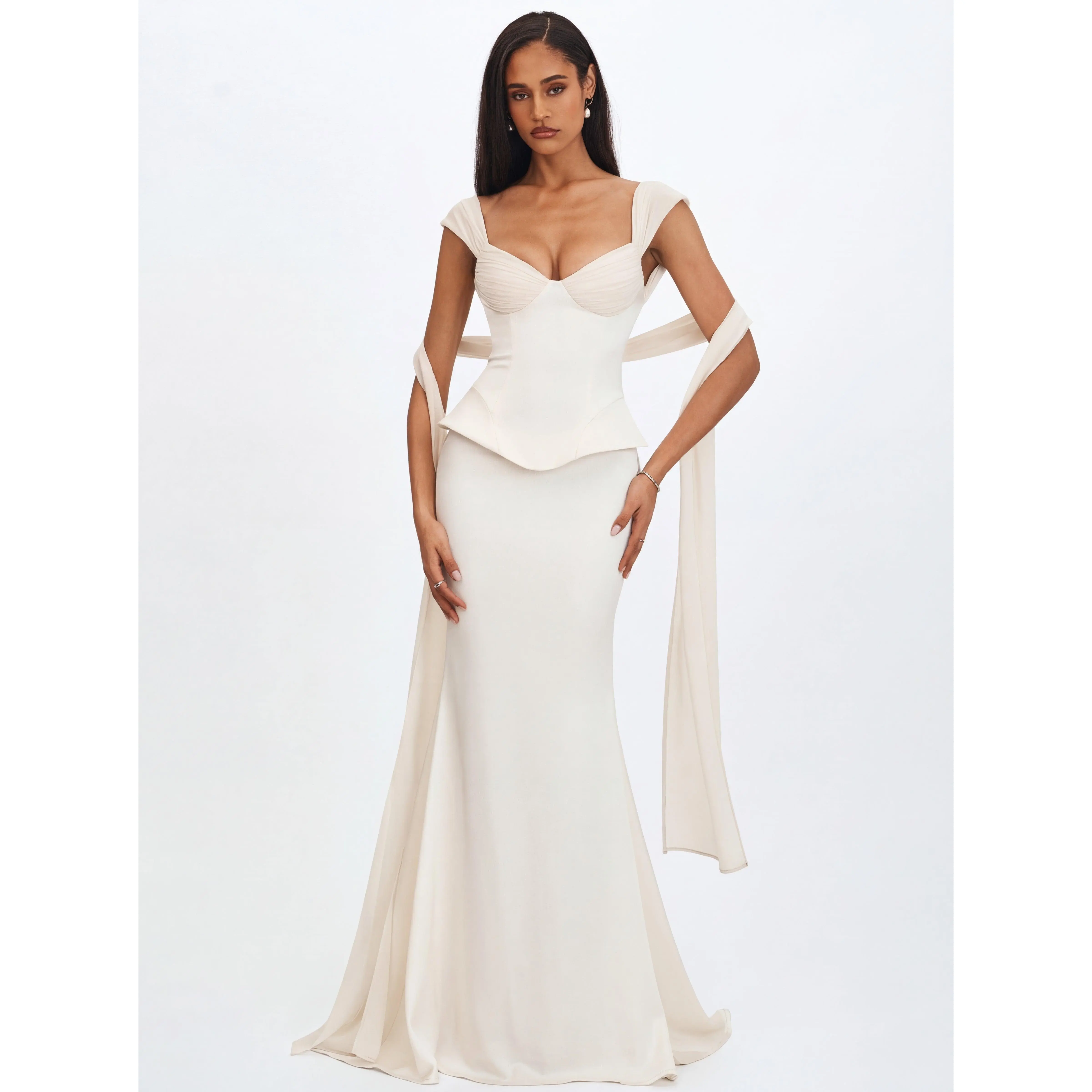 sachin and babi light blue dress Modern Spaghetti Strap Wedding Dress Mermaid Chiffon Lace Bridal Gown main image 1