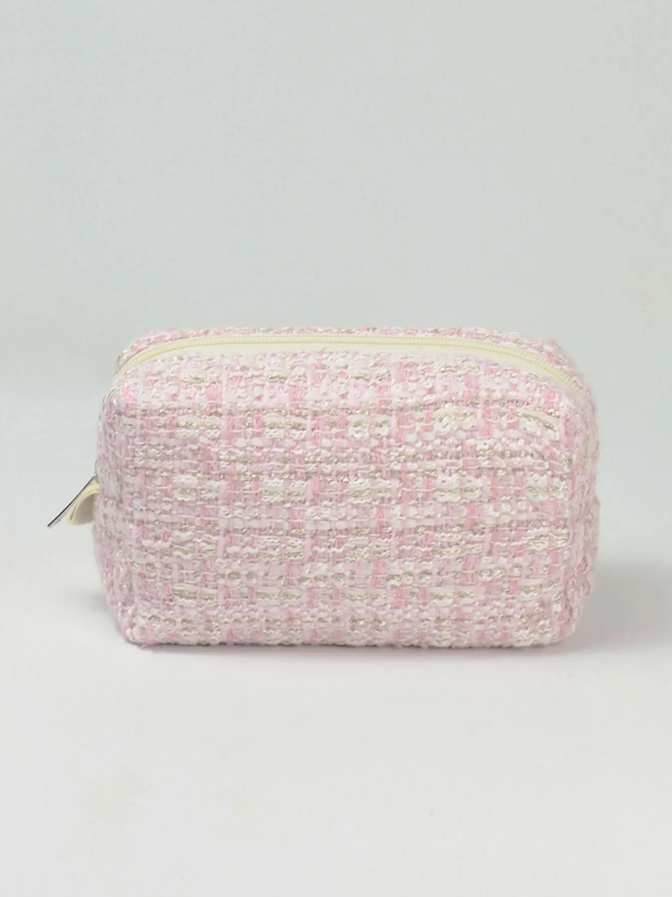 Tweed Makeup Bag As Gift, Portable Cosmetic Bag for Galentinesparty, Makeup Case Washable Bag Makeup Organizer for Women Girls, Travel, Toiletry Stora