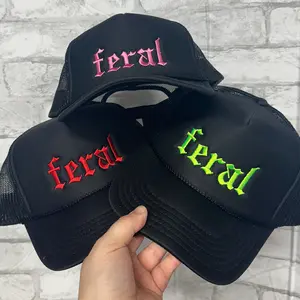 Feral Embroidered Foam Trucker Hat (Black Foam)
