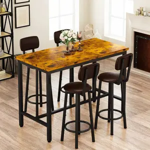 Dining  Set, Artificial Imitation Marble  + 4 PU Upholstered Stool + 4 Chairs, Metal Frame Save Space, Suitable For Kitchen, Bar, Dining Room, Living Room, Simple Assembly table White Glass Door Wardrobe Versatile Square Air Fryer with Window