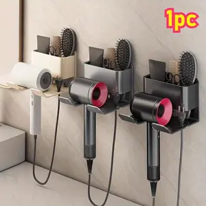 1 punch-free wall-hung hair dryer cell phone holder suction cup installation saves space bathroom storage rack strong adhesive fastener hair dryer cell phone compatible punch-free home salon ideal.