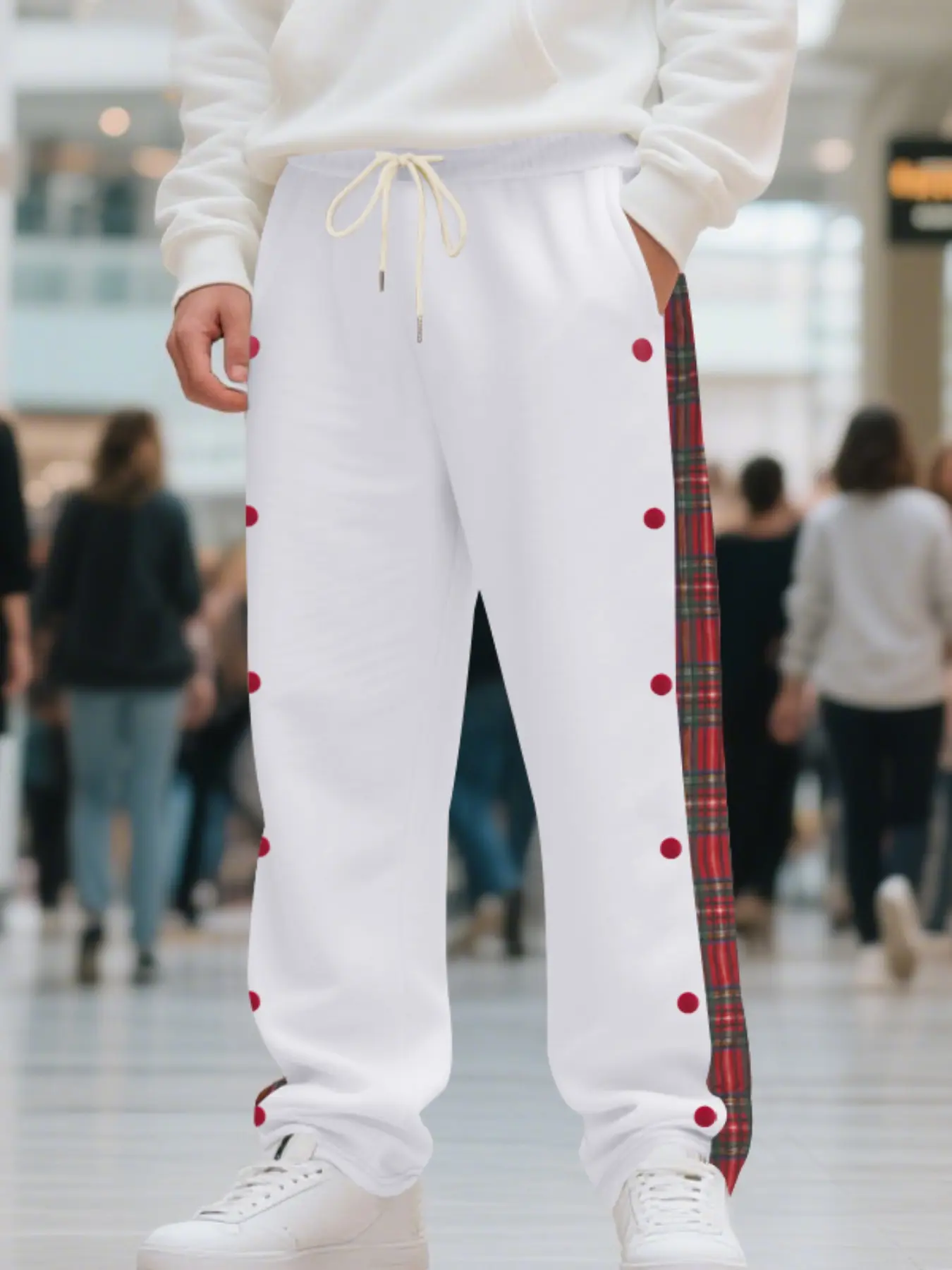 Men's Patchwork Side Stripe Elastic Waist Drawstring Pants, Casual Fit Trousers, Comfortable Fabric, Casual Loose Pockets Trousers, Seasons Fashion Men's Bottom Wear, Casual Fit Drawstrings, Casual Wear Bottoms