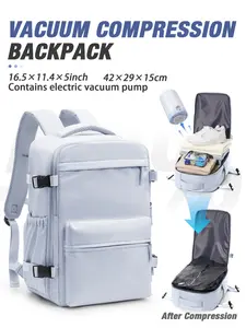 2-Piece Vacuum Travel Compression Backpack Set, Large Capacity Lightweight Multi-Layer Pockets, Fits Laptop, Hand & Shoulder Carry, Vacuum Compression Backpacks