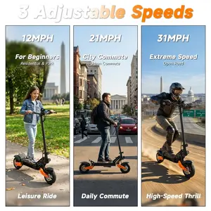 Off-Road Electric Scooter for Adults, 31MPH Top Speed, 30 Miles Max Range, 1200W Peak Motor, 10-inch Pneumatic Tires, LED Screen, Dual Suspension, for Daily Commute & Outdoor Adventures.SummerWins,Father's Day Gife