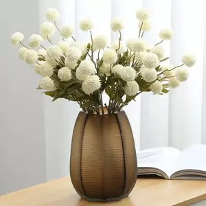 Autumnal Dandelion Ball Chrysanthemum Artificial Flowers, 5pcs Home Table Entryway Decor, Wedding Decoration, Fake Floral Arrangements