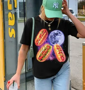 Vintage Retro Hot Dog Moon T-shirt, Unisex Graphic Tee, Dog In Me Shirt, Oversized Y2k Top, Funny Tshirt Gift, Fun Washed T-shirt