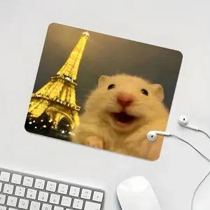 Funny Hamster Adventure Design Square mouse pad, Aesthetic Desktop Decorative Protective Pad, Rubber Anti-slip Lockedge Work Pad, Small Size Suitable for Laptop, Desktop Computer Games, Work, Family，a good gift for friends
