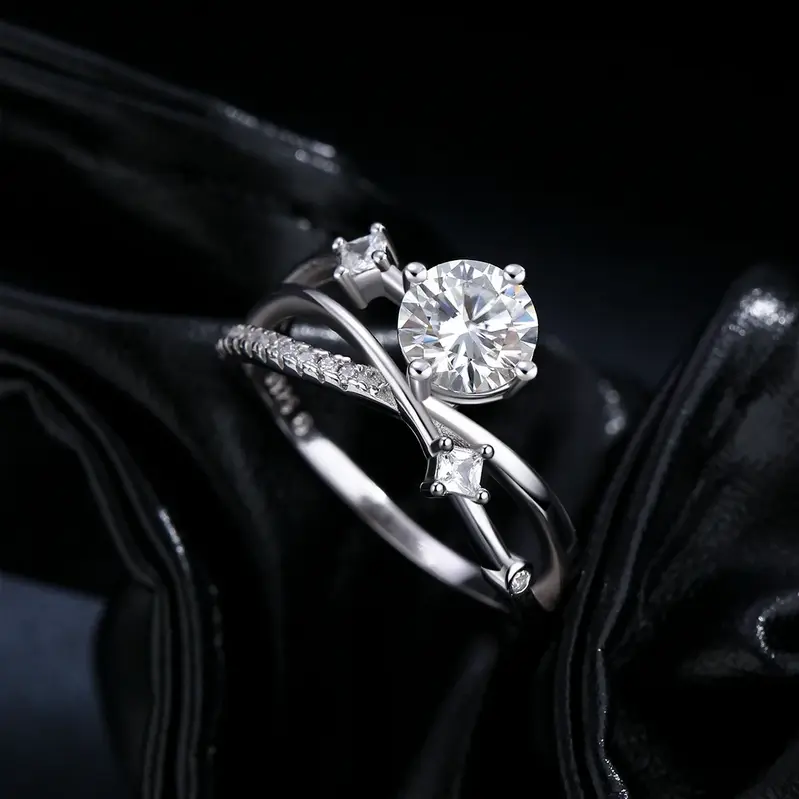 Luxury 925 Sterling Silver 1CT Moissanite Infinity Crossover Ring (Size 5-9)