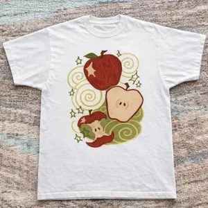 Apple Graphic Tee Vintage Style Unisex Gildan Reprint Cute Retro Fruit Shirt, gift for him for her, crewneck, unisex tee