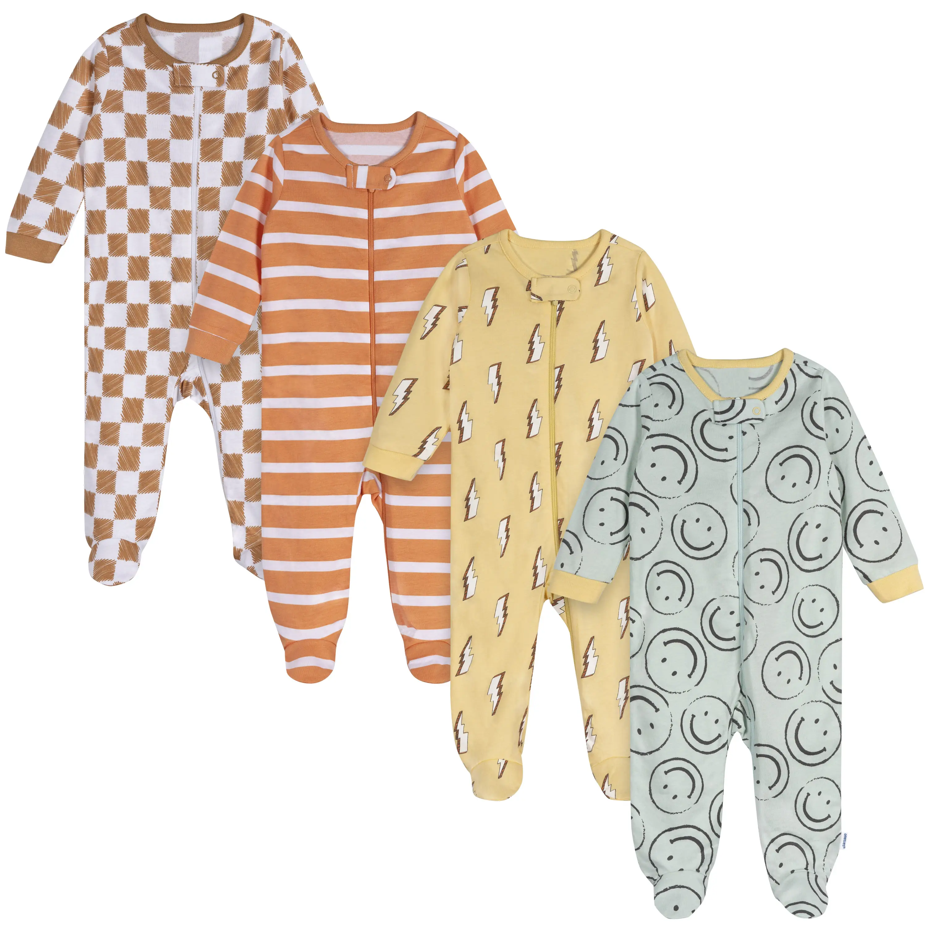 Onesies Brand Baby Boys' Long Sleeve Footed Sleepers, 4-pack