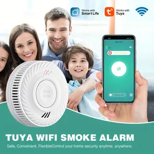 1pc, WiFi Smart Alarm, Fire  Alarm, Support TUYA Platform, Connect WiFi Support Remote Alarm Message, Ten Years Standby Battery Dual Sensor Precise Prevent Fire, Simple Installation, EN14604