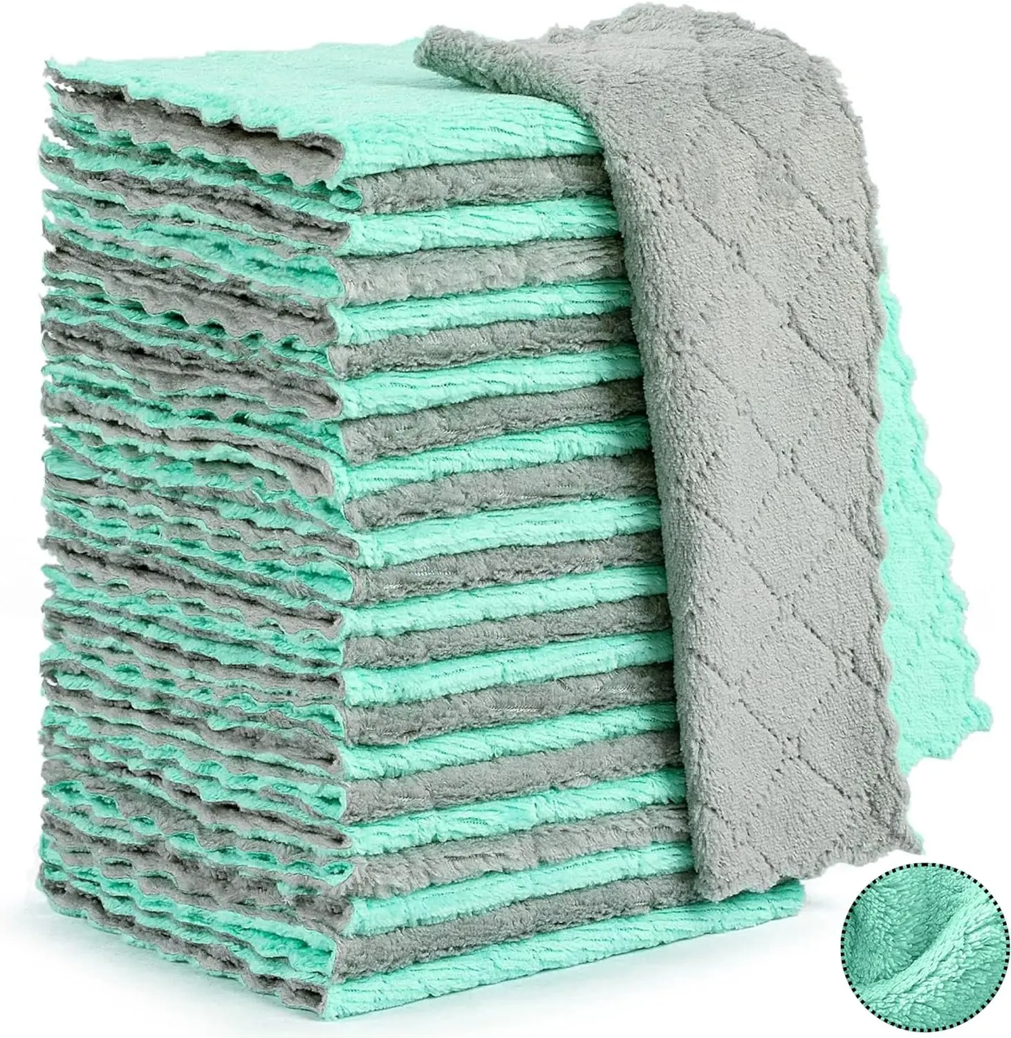 24 Pack Microfiber Kitchen Towels, Dish Cloths, Cleaning Rags, Kitchen Cleaning Towels, Ultra Soft Absorbent Fleece Hand Smooth Velvet Cotton