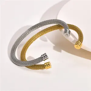 Punk Simple Men Women Jewelry Non-fading Steel Mesh Rope Bracelet Vintage Cuff Charm Bracelet for Men Jewelry Street Gift