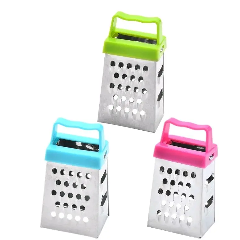 3 Pcs Mini Grater Fruit Slicer - Colorful Kitchen Tool with Green Blue & Pink Handles for Easy Grating and Slicing