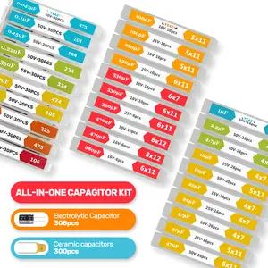 【US Shipped】608pcs Electrolytic & Ceramic Capacitor Kit – 30 Values (0.047µF–680µF, 10V–50V), Organized Box for DIY Electronics, Repairs & Hobby Projects