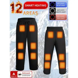 Electric Heated Pants with 12 Heating Zones and Smart Control, Adjustable Waist, Pockets, Winter Warmth for Skiing and Outdoor Activities