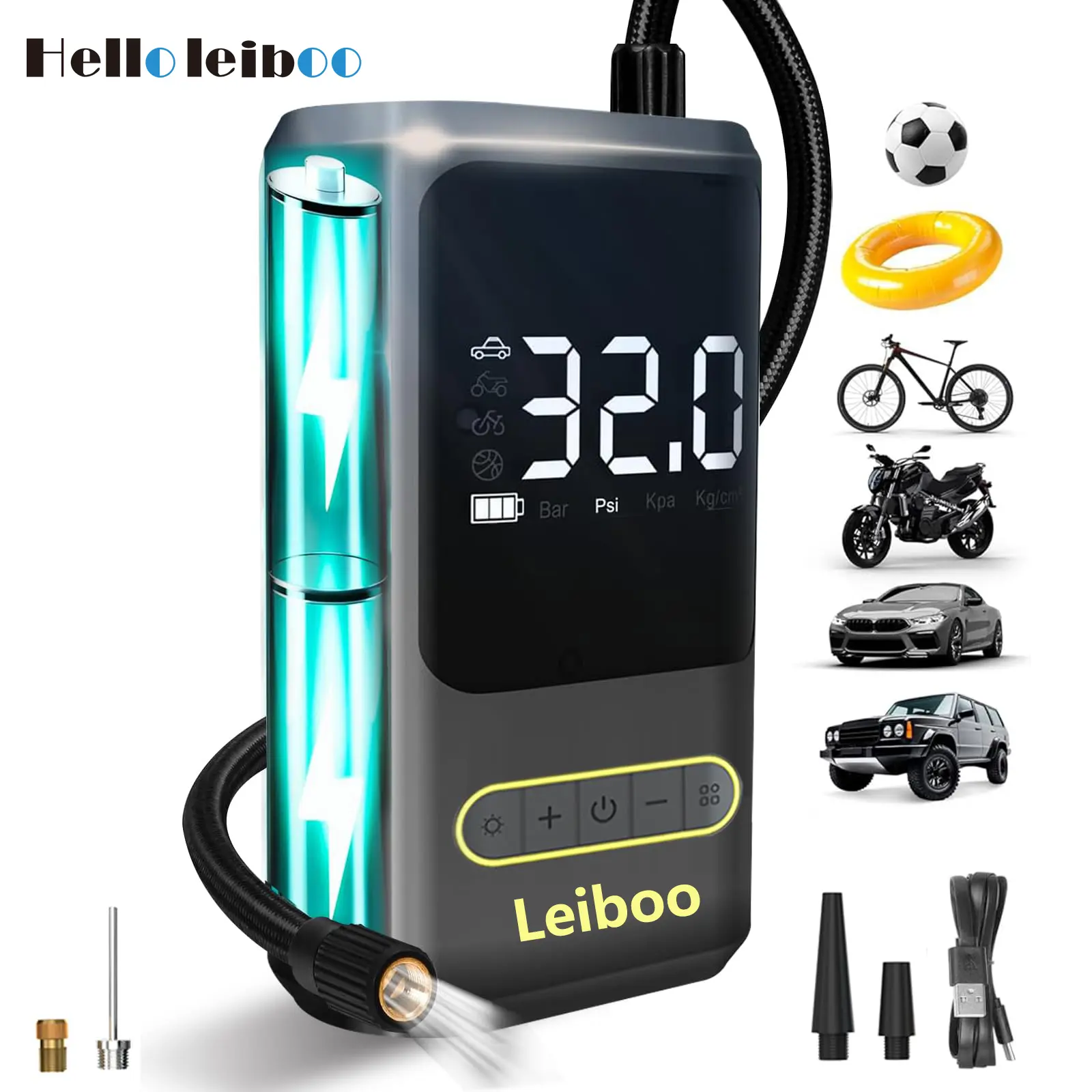 【toolupgrade】Cordless Car Tire Inflator Portable Air Compressor with High-Capacity Battery Wireless Digital Display Enhanced Safety for Cars & Inflatables Onboard Tools Emergency Power Supply Tire Pressure Monitoring and Repair Kits - Car Accessories!