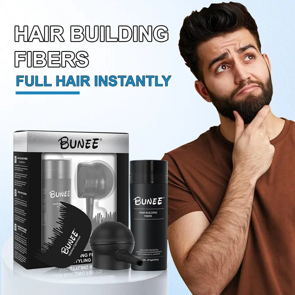 BUNEE Men's 3-in-1 Hair Building Fiber Powder | Instant Thickening & Volumizing | Spray Nozzle Design | Achieve Any Style | Volumizing Styling Powder for Men