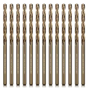 7/64" Cobalt 12Pcs, M35 HSS Bit Set with Case for Hard, Stainless, Cast Iron