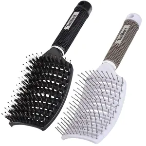 Curved Boar Bristle Hair Brush Set - Dry/Wet Hair Brush Detangler for Fine, Thick, Curly Hair - Curved and Vented Hair Brush for Women, Men or Kids