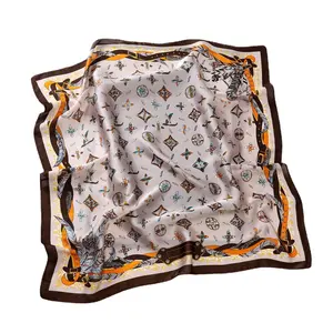 Retro 3D letter print scarf, new women's professional scarf, luxurious satin scarf - suitable for daily office commutes.