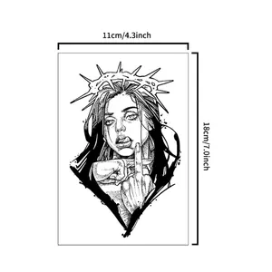 Semi- Permanent Temporary Tattoo -Girl with crown traditional tattoo designs