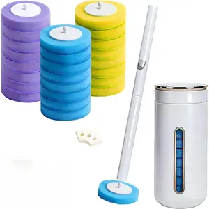 Disposable Toilet Cleaning Tool, Toilet Cleaning Supplies, for Toilet Bowl Cleaners,Bathroom Cleaning, Bathtub, Extended Handle, 24 Refills for Cleaning and Hygienic