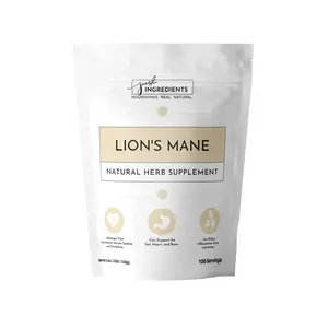 Just Ingredients Organic Lion's Mane Adaptogenic Mushrooms Brain Booster Natural Herb Supplement for Heart & Gut Health 100 Servings