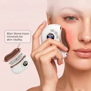 Electric Bian Stone Gua Sha Facial Massager, 6-in-1 Professional Face Sculpting Tool with 9 Heat Levels, Red Light, Ideal Women's Self-Care Gift for Snatched Jawline, Radiant Glow