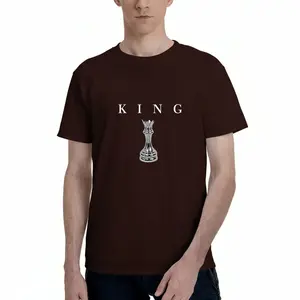 [CHOCOLATE]Men's casual round neck retro fashion comfortable loose single-sided printed T-shirt - Letter KING Men's black chess king pattern print | Casual short-sleeved round neck T-shirt short-sleeved top