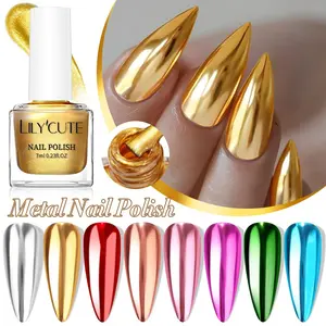 Meet Across Mirror Metal Nail Polish, Metallic 12 Colors 7ML Fast-Drying No-Bake, Long-Lasting Glossy Effect, Ideal for Daily Manicure, Parties, Weddings, Holidays