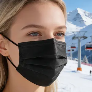 Fashionable black disposable mask! 50 pieces of 3-layer filters - breathable face mask, breathable and stylish daily essentials