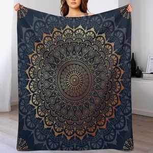 Boho Flower Throw Blanket Mandala Bohemian Aesthetic Paisley Hippie Blanket for Sofa Bed Couch Chair Or Dorm 50"x60"