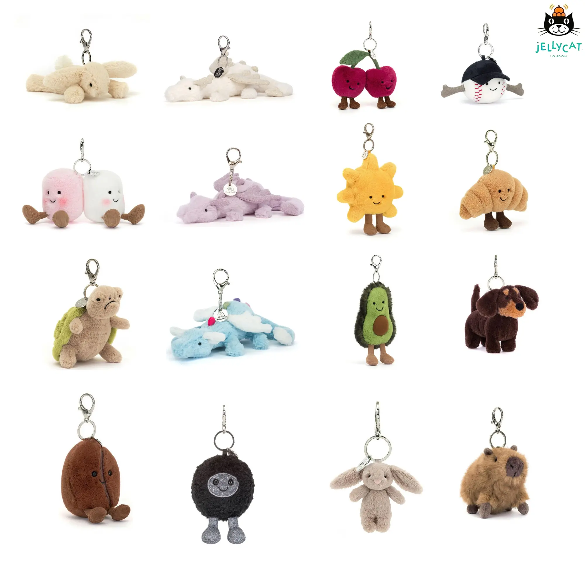 Jellycat Cute Plush Keychain Soft Bag Charm Mini Stuffed Toy Kawaii Accessories for Backpack Purse Car Keys Adorable Gift for Women Girls Kids Trendy Aesthetic Cute Keyring Durable Clip Lightweight Everyday Carry Perfect Gift Idea