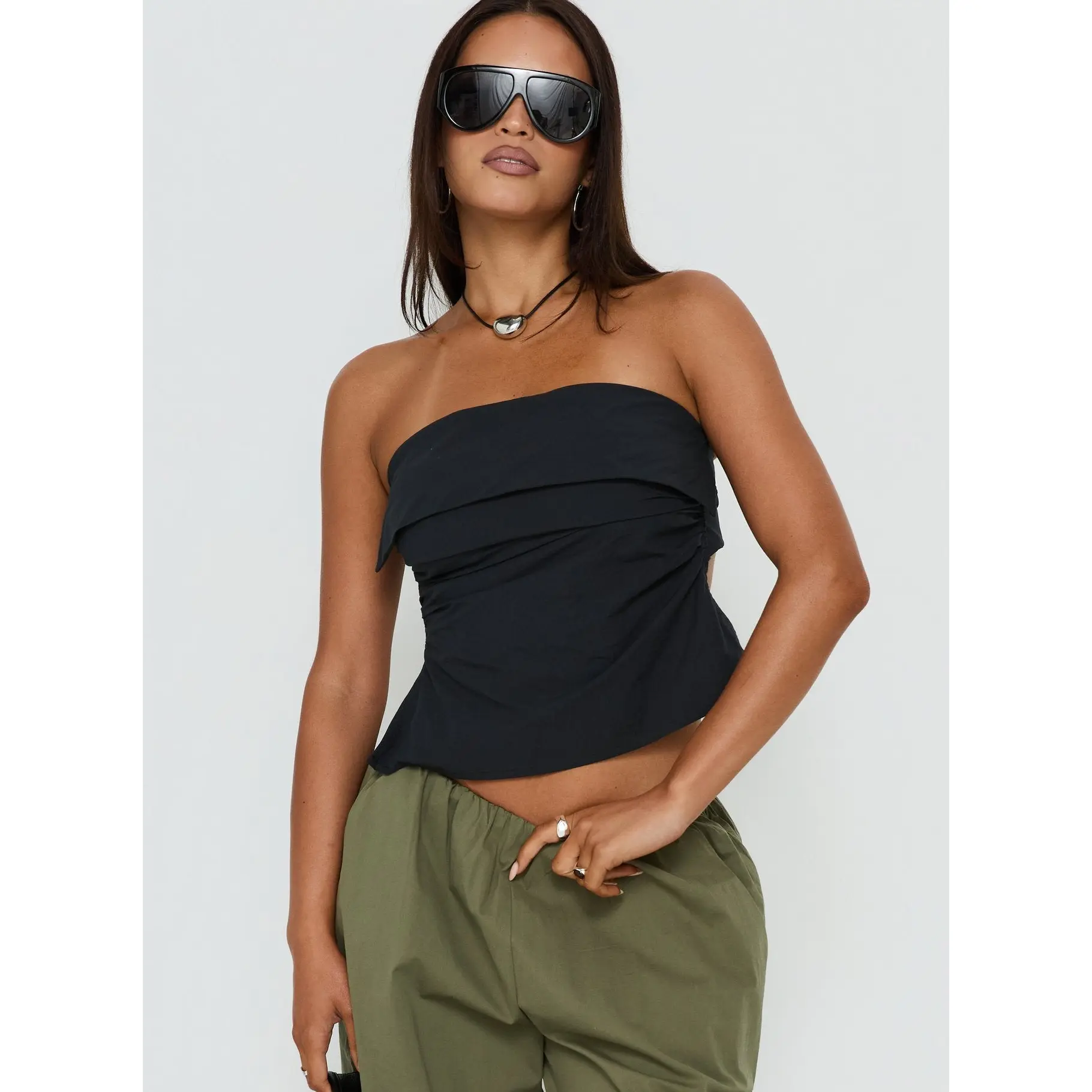 Christalle Strapless Tie Back Top Black